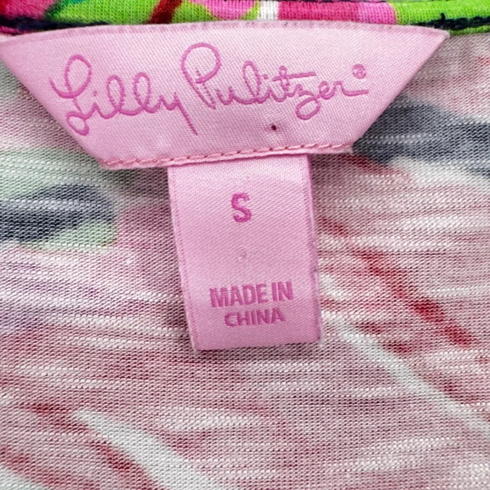 Lilly Pulitzer Cara In the Vias Mini Dress Size Small Pink Navy Palm Leaf Beach - Picture 3 of 10